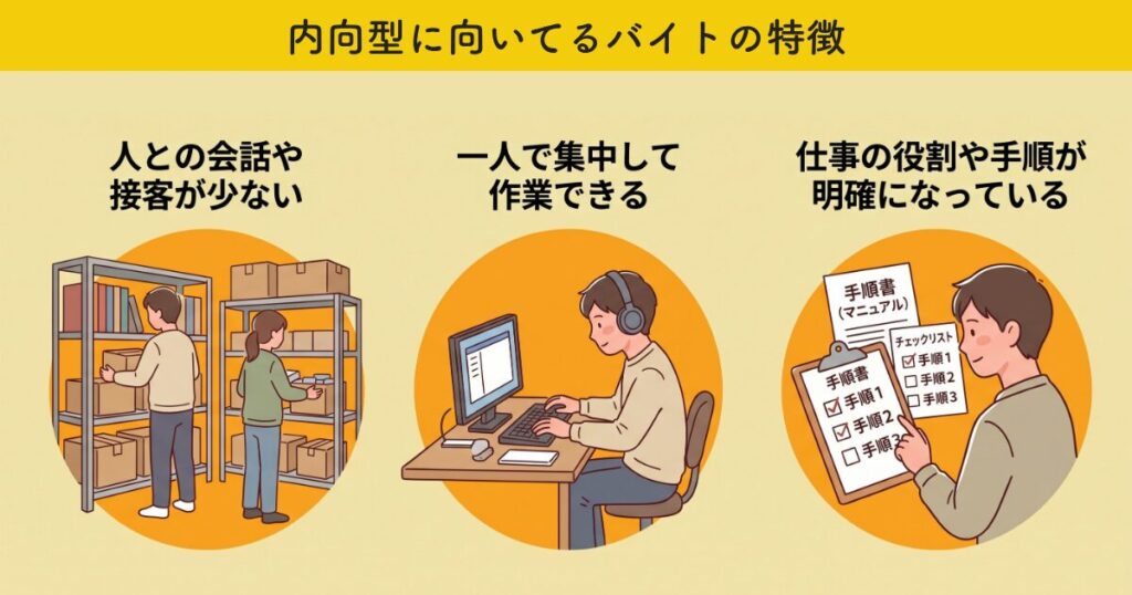 内向型に向いてるバイトの特徴
